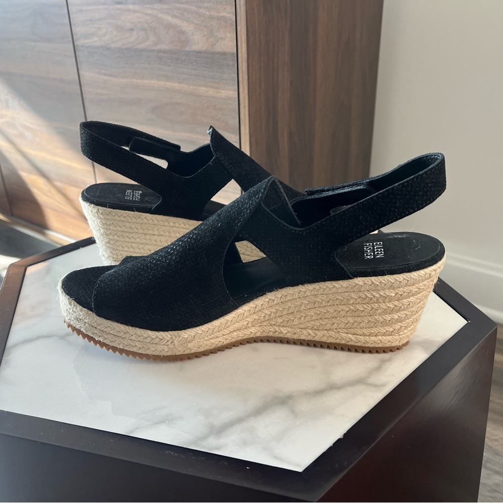 Eileen Fisher Wilda Espadrille Black Suede 10